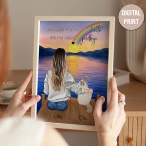 Cat And Owner Memorial Illustration Print In Memory Of Cat Passing Away Keepsake Pet Loss Bereavement Sympathy Condolence Gift To Remember