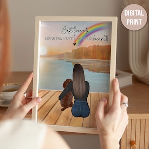 Personalised Pet Gift, Rainbow Bridge Art, Dog or Cat Memorial Portrait, Pet Sympathy Gift, Remembrance Wall Art, Custom Pet Keepsake