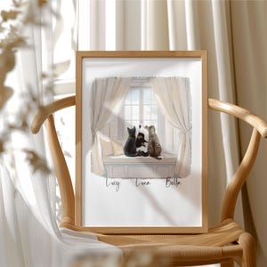 Custom Pet Memorial Print – Cat Looking Out the Window – Personalised Tribute Gift In Memory Of Cat Bereavement Watercolour Illustrated Art