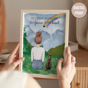 Personalised Cat Gift, Cat Memorial Portrait, Rainbow Bridge Cat Art, Cat Sympathy Gift, Custom Cat Loss Keepsake, Remembrance Wall Art