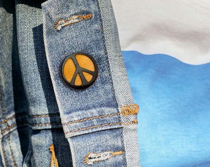 Peace Symbol Pin, Peace Symbol Brooch, Peace Sign, Peace Pin, Wooden Brooch, Eco friendly