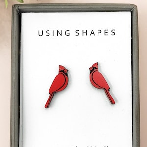 Cardinal Bird Stud Earrings, Red Bird Studs, Cardinal Jewelry, Cardinal Bird Studs, Bird Post Earrings, Bird Jewelry, Eco friendly, SRD03