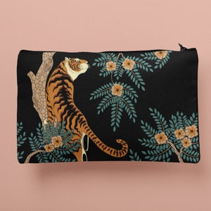 Tiger Pouch Bag with Zipper, Leopard Pouch Bag with Print, Small Makeup Bag, Women Bag