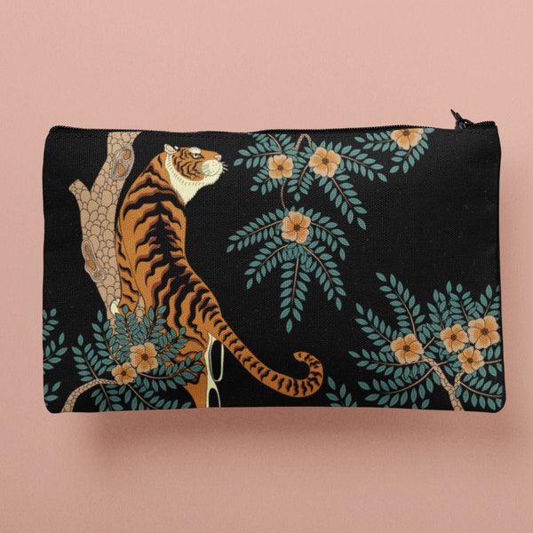 Sac pochette tigre avec fermeture éclair, sac pochette léopard avec impression, petite trousse de maquillage, sac femme