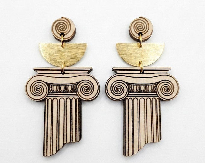 Greek Column Earrings Inspired by Ancient Architecture Statement Earrings Gift for History Art Lovers