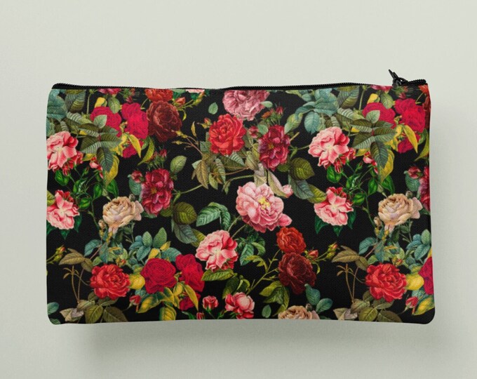 Flowers pouch, Accessories Handmade Bag, cosmetic bag, make-up bag, zipper pouch, pencil case WB69