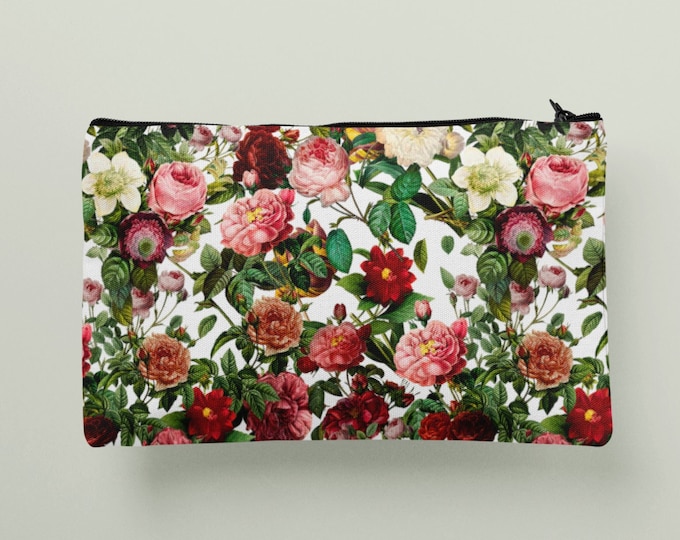 Flowers pouch, Accessories Handmade Bag, cosmetic bag, make-up bag, zipper pouch, pencil case WB67