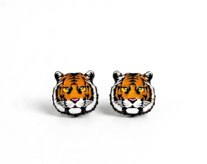 Tiger Stud Earrings Animals studs Hypoallergenic