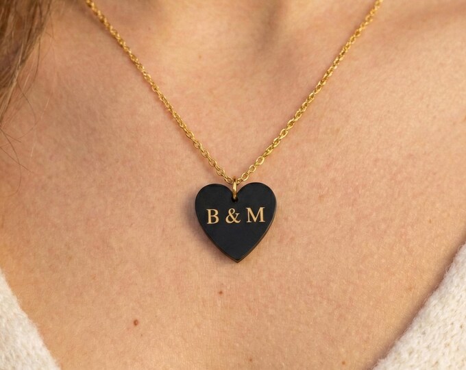 Personalized Heart Necklace, Initial, Custom Letter, Minimalist Name Necklace