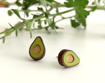 Avocado Stud Earrings, Avocado Studs, Vegan Earrings, Green Earrings, Eco friendly, SGR01
