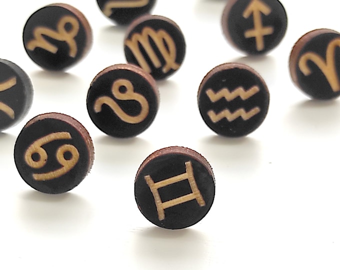 Zodiac Sign Stud Earrings - Mix and Match Horoscope Symbols