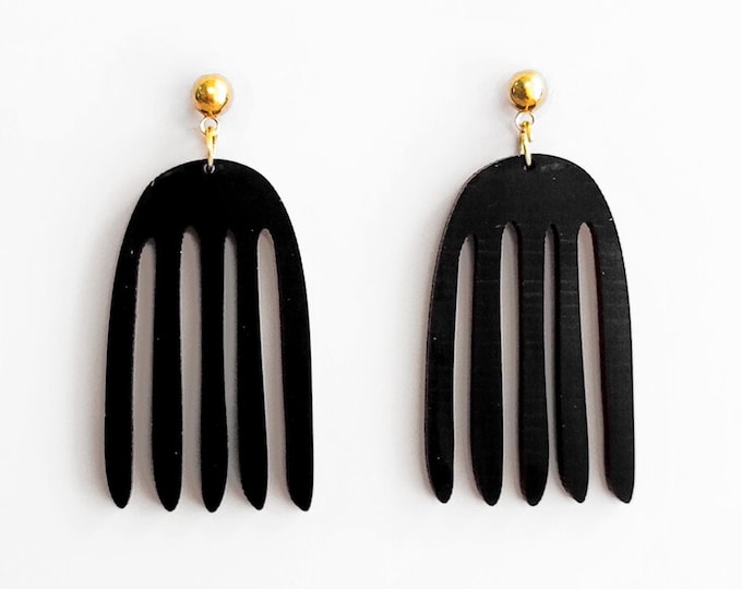 Long Black Wooden Earrings, Art Inspired Earrings, Drop Earrings, Elegant Earrings, Gift For Her, Henri Matisse, The Cut Outs, Chic Earrings