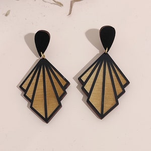 Geometrical Wooden Earrings, Drop Earrings, Elegant Earrings, Gift For Her, Statement Earrings,BK125 image 6