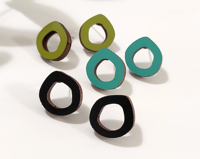 Abstract Circle Stud Earrings, Elegant Earrings, Organic Shape Studs, Gift For Her