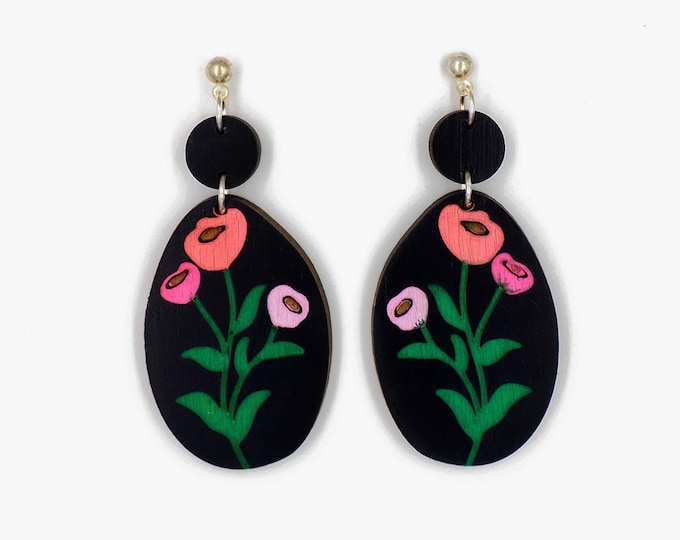 Colorful Flowers Drop Earrings, Floral Drop Earrings, Colorful Earrings, Modern Earrings, Fresh Style, Gift For Her, Dangle & Drop Earrings