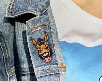 Donkey Pin, Wooden Brooch or Fridge Magnet
