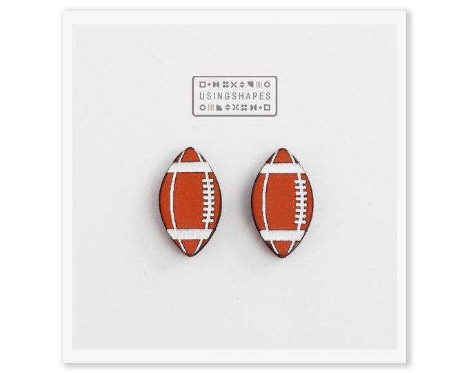 Football Stud Earrings, Brown Football Studs, American Football Studs, Sports Earrings