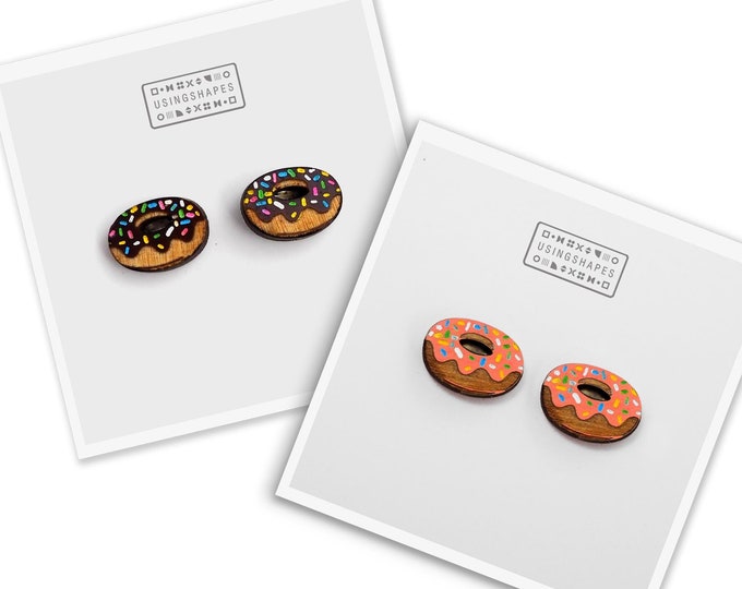 Donuts Stud Earrings, Donuts With Colorful Sprinkles, Cute Food Earrings, Donuts Jewelry, Miniature Donuts, Donuts Lover Gift