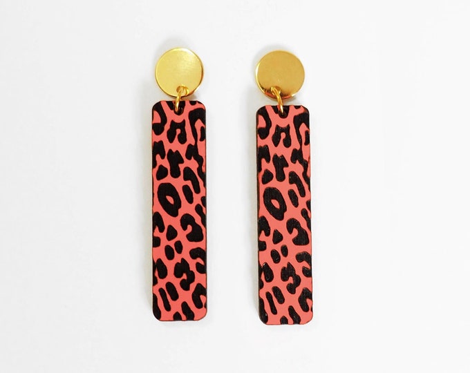 Leopard Drop Earrings, Leopard Pattern Earrings, Leopard Fur, Wild Animal Jewelry, Long Earrings, Eco friendly, CL15