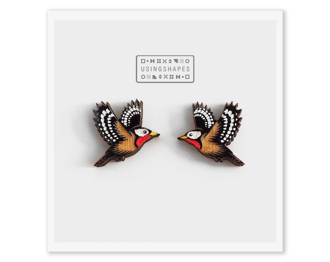 Woodpecker Stud Earrings Hypoallergenic Bird Jewelry