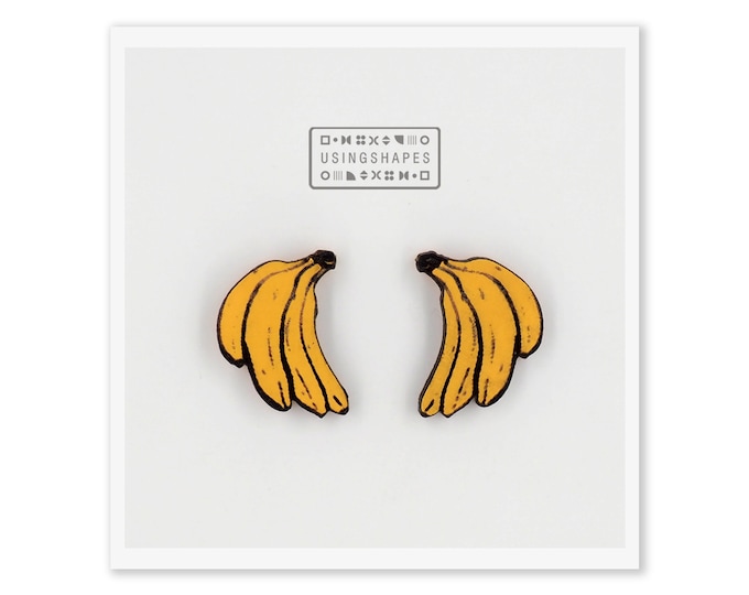 Banana Stud Earrings, Fruit Earrings, Fun Food Jewelry