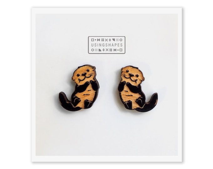 Otter Stud Earrings, Adorable Animal Jewelry for Otter Lovers
