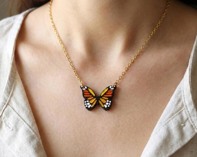 Monarch Butterfly Necklace Handmade Jewelry Nature Inspired Necklace Gift for Her
