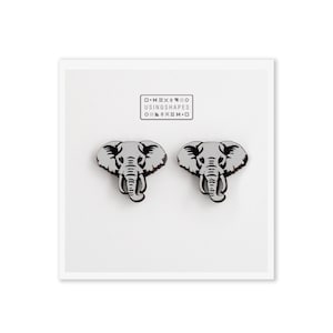 Hand-Painted Elephant Stud Earrings: Birch Wood, Hypoallergenic