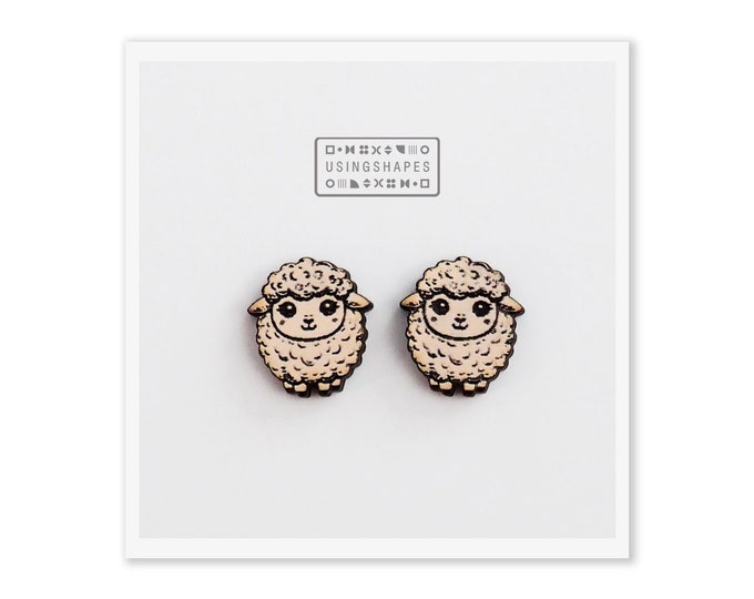 Cute Sheep Stud Earrings, Sheep Post Earrings, Animal Studs Earrings