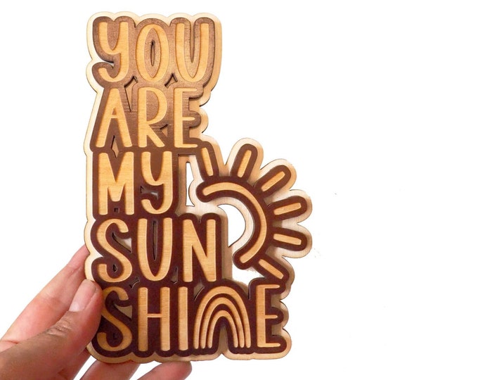 You Are My Sunshine / Wooden Postcard, Wood Card, Love Gift, Office Decoration, WBR01