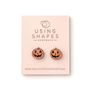 Jack O Lantern Stud Earrings, Halloween Earrings, Pumpkin Stud Earrings, Pumpkin Earrings, Halloween Pumpkin Studs, Eco friendly, SORG06