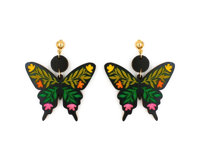 Colorful Butterfly Drop Earrings, Butterfly Dangle Earrings, Statement Earrings, Butterfly Drop Earrings, Boho Jewellery
