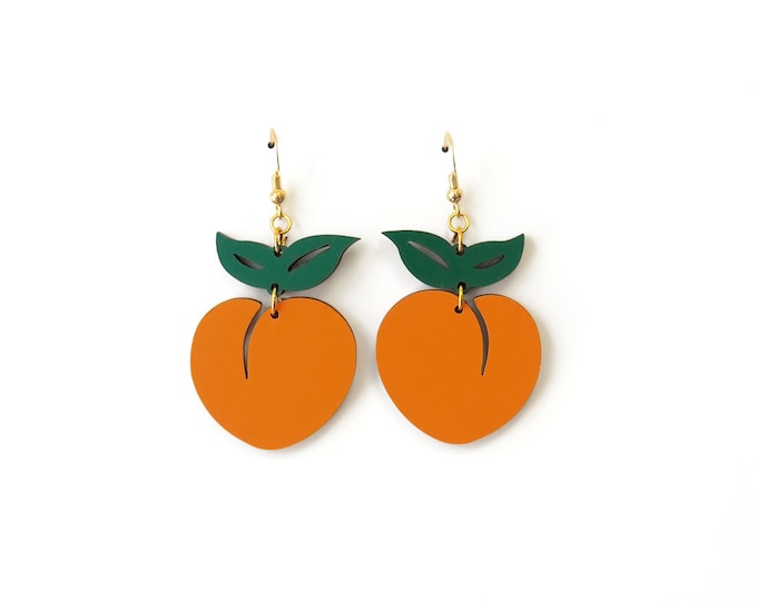 Peach Earrings, Fruit Earring, Peach Jewelry, Apricot Earrings, Peach Accessories, Orange earrings, Gift for Her