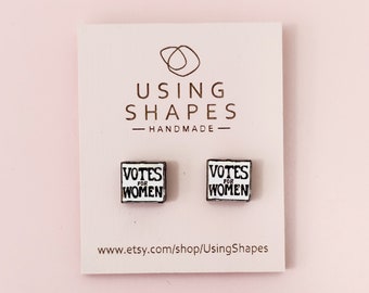 Votes for Women Stud Earrings, Feminist earrings, Girl Power, Suffragettes, Post Earrings, Wooden Earrings, Eco friendly, PK03