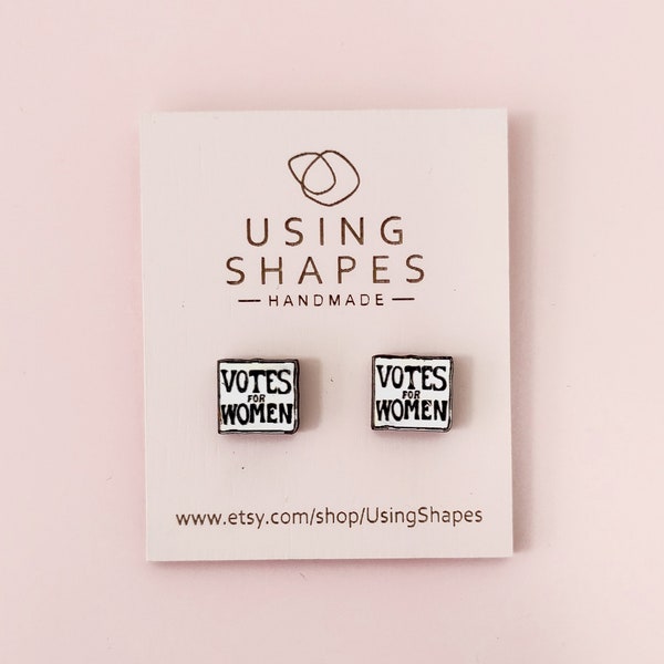 Votes for Women Stud Earrings, Feminist earrings, Girl Power, Suffragettes, Post Earrings, Wooden Earrings, Eco friendly, PK03