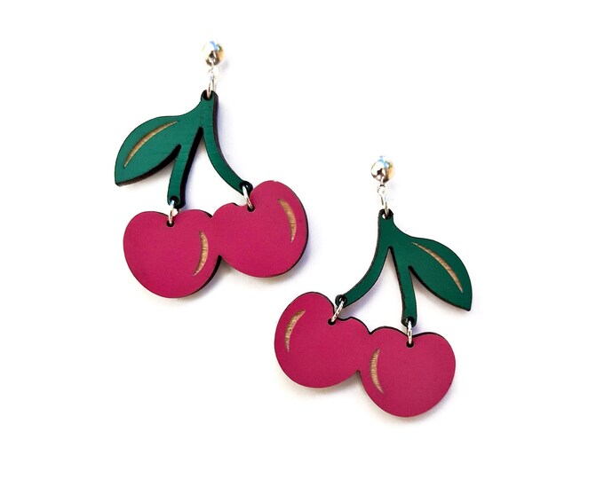 Cherry Fruit Earrings, Cherry Jewelry, Cherry Accessories, Cherry Fruit earrings, Fruit Earrings