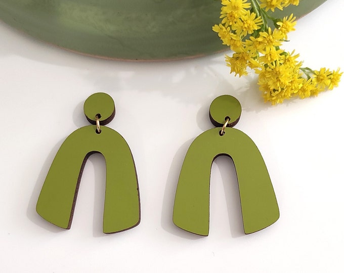 Modern Earrings, Statement Earrings, Elegant Earrings, Gift For Her, Wooden Earrings