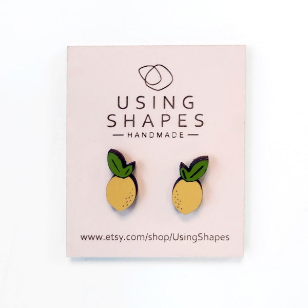 Lemon Stud Earrings, Post Lemon Jewelry, Lemon Accessories, Citrus Fruit Earrings, Fruit Studs, Fruit Jewelry, Lemon Gift Idea,SYW03