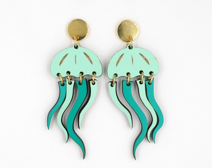 Jellyfish Drop Earrings, Sea Jelly Earrings, Colorful Earrings, Sea Earrings, Gift for Her, Eco friendly, MI05