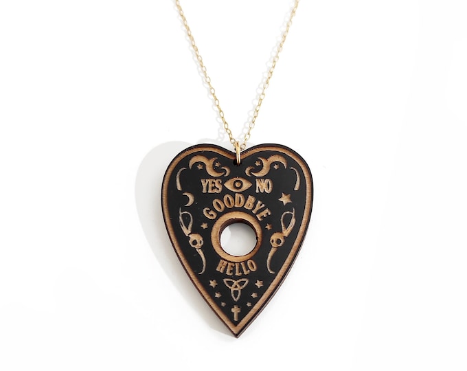 Ouija Board Necklace, Spirit Board jewllery, Ouija Board wood Pendants, Goth Necklace BK21