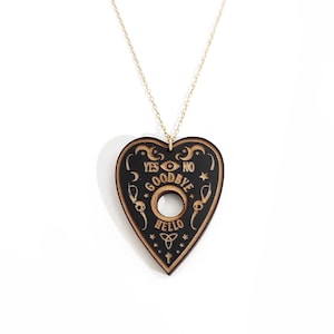 Collana con tavola Ouija: ciondolo con tavola degli spiriti in legno fatto a mano