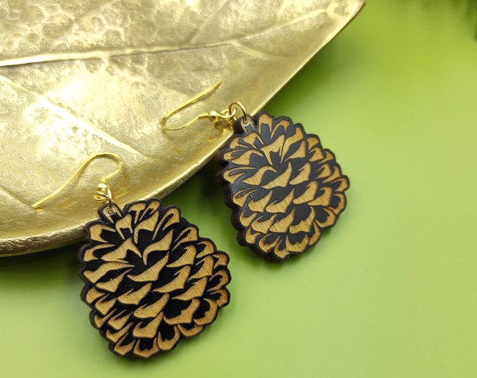 Pine Cone Earrings Wooden Jewelry