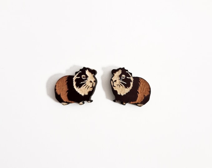 Guinea pig Stud Earrings, Guinea pig Post Earrings, Wooden Earrings, Pet Studs, Pet Post Earrings, Pet Jewelry, Eco friendly