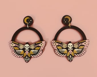 Deadhead Moth Drop Earrings, insect earrings, Witchy Jewelry, Halloween Earrings, Halloween Jewelry,BK144