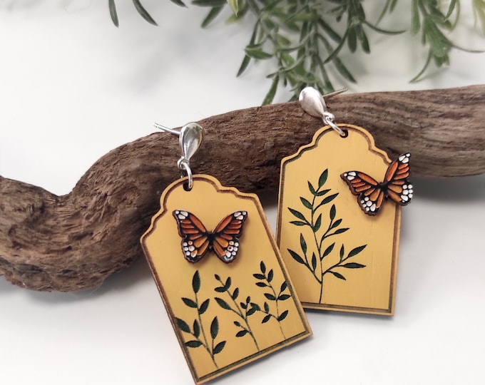 Butterfly Drop Earrings, Butterfly Dangle Earrings, Butterfly jewellery, Boho Jewelry, YW18