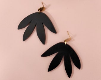 Abstract Black Leaf Drop Earrings, Leaf Earrings, Black Earrings, Abstract Earrings, Gift for Her, Eco friendly, BK168