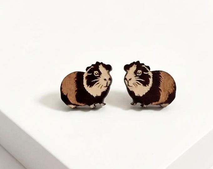 Guinea Pig Stud Earrings, Animal Jewelry, Small Studs