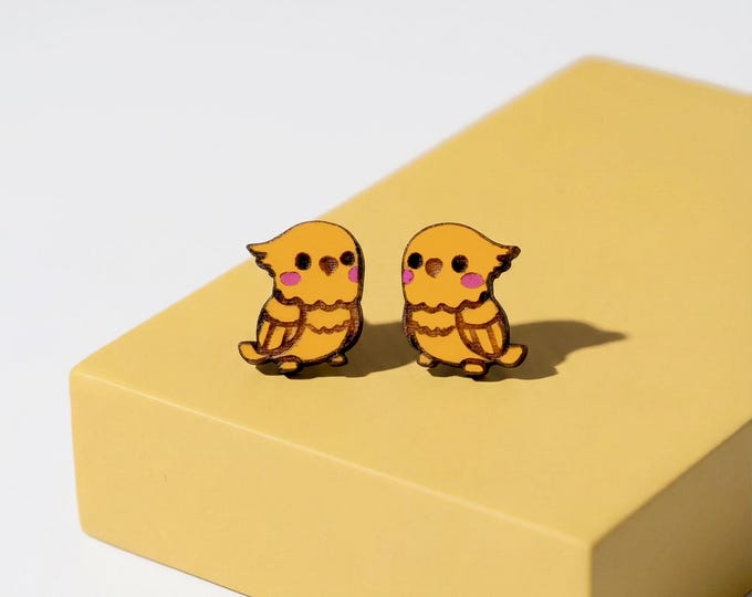 Cockatiel Bird Post Earrings, Hypoallergenic, Kawaii Jewelry