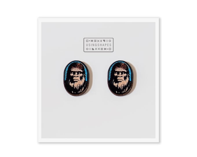 Bigfoot Face Stud Earrings | Unique Sasquatch-Inspired Jewelry | Fun and Quirky Sasquatch Accessories