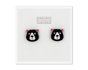 Bear Stud Earrings, Whimsical Animal Studs for Everyday Wear